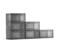 VEVOR Boîtes à Chaussures Empilables Lot de 6, Rangement Chaussures jusqu’à la Pointure US 13, en Plastique, avec Porte Magnétique, pour Ranger Talons Hauts, Bottes et Chapeaux, Noir Transparent