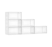 VEVOR Boîtes à Chaussures Empilables Lot de 6, Rangement Chaussures jusqu’à la Pointure US 13, en Plastique, avec Porte Magnétique, pour Ranger Talons Hauts, Bottes et Chapeaux, Blanc Transparent