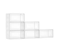 VEVOR Boîtes à Chaussures Empilables Lot de 6, Rangement Chaussures jusqu’à la Pointure US 13, en Plastique, avec Porte Magnétique, pour Ranger Talons Hauts, Bottes et Chapeaux, Blanc Transparent