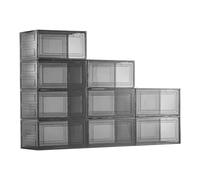 VEVOR Boîtes à Chaussures Empilables Lot de 9, Rangement Chaussures jusqu’à la Pointure US 13, en Plastique, avec Porte Magnétique, pour Ranger Talons Hauts, Bottes et Chapeaux, Noir Transparent