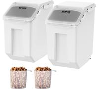 VEVOR Boîtes à provisions anti-mites Boîte de rangement cuisine 15 L x 2, Boîte à provisions visible PP avec couvercle et roulettes, Boîte hermétique pour riz, farine, sucre, légumineuses, noix, alime