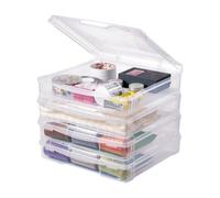 VEVOR Boîtes de Rangement pour Papier de Scrapbooking Empilables 4PCs, Tour de Rangement en Plastique Transparent, Coins Arrondis et Doubles Loquets, Organisateur pour Fournitures de Bureau Artisanat