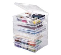 VEVOR Boîtes de Rangement pour Papier de Scrapbooking Empilables 6PCs, Tour de Rangement en Plastique Transparent, Coins Arrondis et Doubles Loquets, Organisateur pour Fournitures de Bureau Artisanat