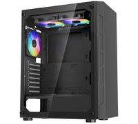 VEVOR Boîtier PC Gamer, Tour Moyenne, avec 3 Ventilateurs ARGB 120 mm, Panneau Verre Trempé Haut Débit d'air, Filtre Anti-poussière, Gestion des Câbles, pour GPU 320 mm Longueur, pour ATX, M-ATX, ITX