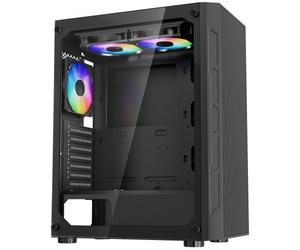 VEVOR Boîtier PC Gamer, Tour Moyenne, avec 3 Ventilateurs ARGB 120 mm, Panneau Verre Trempé Haut Débit d'Air, Filtre Anti-poussière, Gestion des Câbles, pour GPU 320 mm Longueur, pour ATX, M-ATX, ITX