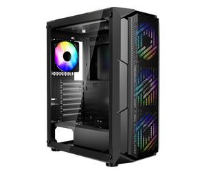 VEVOR Boîtier PC Gamer, Tour Moyenne, avec 4 Ventilateurs ARGB 120 mm, Panneau Verre Trempé Haut Débit d'Air, Filtre Anti-poussière, Gestion des Câbles, pour GPU 320 mm Longueur, pour ATX, M-ATX, ITX