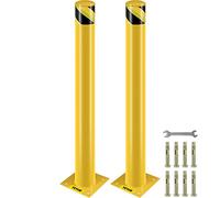 VEVOR Bollard de Sécurité 107x11,4 cm 2PCs, Borne de Sécurité en Tuyau d'acier, Revêtement en Poudre Jaune, Barrière de Sécurité avec 8 Boulons d'ancrage pour Parking, Stationnement, Piétons, Écoles