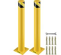 VEVOR Bollard de Sécurité 91x11,4 cm 2PCs, Borne de Sécurité en Tuyau d'Acier, Revêtement en Poudre Jaune, Barrière de Sécurité avec 8 Boulons d'Ancrage pour Parking, Stationnement, Piétons, Écoles