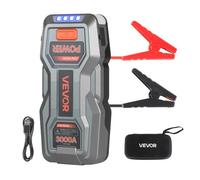 VEVOR Booster Batterie Voiture 3000 A Démarreur de Batterie au Lithium Portable pour Démarrage Voiture des Moteurs Essence 9 L et Diesel 7 L, avec Lampe Torche 3 Modes d'Éclairage, Câble de Démarrage