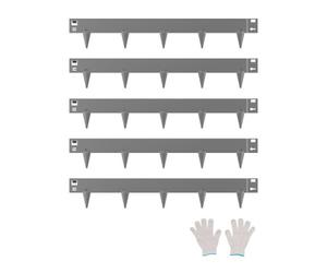 VEVOR Bordure de Jardin Acier, Lot de 5, Bordures Paysagères Métal, 990 x 156 mm, Résistante à la Rouille, Installation Simple, Bandes Pliables pour Séparateur de Chemin de Cour, Pelouse, Gris Foncé