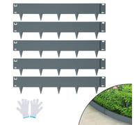VEVOR Bordure de Jardin en Acier, Lot de 5 Bordures Paysagères de Pelouse en Métal 99x12,7 cm Installation Simple Hauteur Pointe 8 cm Bandes Pliables Résistantes pour Cour, Jardin, Pelouse, Gris Foncé