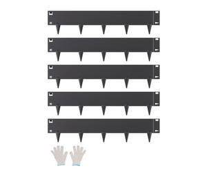 VEVOR Bordure de Jardin en Acier, Lot de 5, Bordures Paysagères en Métal, 990 x 207 mm, Résistante à Rouille, Installation Simple, Bandes Pliables pour Séparateur de Chemin de Cour, Pelouse, Noir
