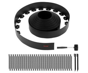 VEVOR Bordure de Jardin en Plastique, 20 m x 10 cm, Bordure Paysagère avec 60 Piquets, Sans Creuser, Flexible, Résistante aux UV, Rouleau de Séparateur Chemin pour Parterres de Fleurs, Pavés de Cour