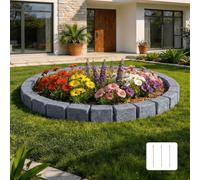 VEVOR Bordure de Jardin Imitation Pierre 1,19 m Bordure de Parterre Aspect Pierre Plastique PE pour Pelouse Allée, Lot de 1, 6 Briques par Section 1190x155x100 mm, 3 Piquets, sans Creuser, Gris Grès