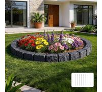 VEVOR Bordure de Jardin Imitation Pierre 4,7 m Bordure Parterre Aspect Pierre Plastique PE pour Pelouse Allée, Lot de 4, 6 Briques par Section 1190x155x100 mm, 8 Piquets, sans Creuser, Noir Anthracite