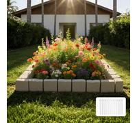 VEVOR Bordure de Jardin Imitation Pierre 4,7 m Bordure Parterre Aspect Pierre Plastique pour Pelouse Allée Lot de 4, 6 Briques par Section 1190x100x155 mm, 12 Piquets, 4 PCS Angle, sans Creuser, Beige
