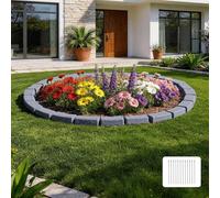 VEVOR Bordure de Jardin Imitation Pierre 4,7 m Bordure Parterre Aspect Pierre Plastique pour Pelouse Allée, Lot de 4, 6 Briques par Section 1180x95x57 mm, 12 Piquets, 1 Embout, sans Creuser, Gris Grès