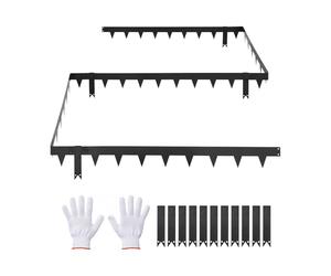 VEVOR Bordure de Jardin Métal 101,6x11,4 cm Bordure de Pelouse Acier Galvanisé Lot de 10 pour Massifs Fleurs, Allées, Délimitation Espace, Aménagement Paysager, Flexible, avec 11 Clips Fixation, Noir