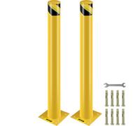 VEVOR Bollard de Sécurité 107x11,4 cm 2PCs, Borne de Sécurité en Tuyau d'acier, Revêtement en Poudre Jaune, Barrière de Sécurité avec 8 Boulons d'ancrage pour Parking, Stationnement, Piétons, Écoles