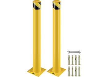 VEVOR Borne de sécurité en acier, poteau jaune, barrière en acier, 106,7 cm H 11,4 cm D