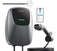 VEVOR Borne Recharge Véhicule Électrique 11 KW 5 m Chargeur Triphasé Type 2 pour Voiture Électrique Hybride Rechargeable, Domestique 400 V CA Courant 16 A, Contrôle Intelligent APP, Voyant LED, IP65