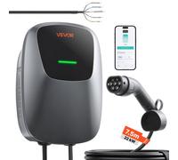 VEVOR Borne Recharge Véhicule Électrique 22 KW Chargeur Triphasé Type 2 pour Voiture Électrique et Hybride Rechargeable, Domestique 400 V CA 32 A, avec Contrôle APP, Voyant LED, Câble 7,5 m, IP65