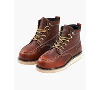 VEVOR Bottes à embout en acier taille US 11,5, bottes de travail à bout mocassin imperméables pour hommes, antidérapantes, légères et respirantes à semelle en caoutchouc EVA, pour construction, marron