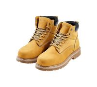 VEVOR Bottes à embout en acier, taille US 11,5, bottes de travail imperméables pour hommes, antidérapantes, légères et respirantes à semelle en caoutchouc, pour construction industrielle, marron jaune