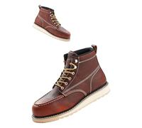 VEVOR Bottes à embout en acier, taille US 8,5, bottes de travail à bout mocassin imperméables pour hommes, antidérapantes, légères et respirantes à semelle en caoutchouc EVA, pour construction, marron