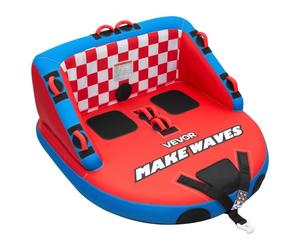 VEVOR Bouée Tractée Gonflable pour Tubing, Bouée Tractable 2 Passagers Capacité 154 kg, Engin Tracté pour Bateaux Jeux Aquatiques, avec Housse Intégrale en Nylon, 2 Points de Remorquage et Poignées