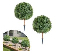 VEVOR Boule Buis Topiaire Artificiel Extérieur avec Piquet, 686 mm, Lot de 2, Fausses Plantes, Faux Arbustes Buissons pour Décoration Extérieur Intérieur, Porche, Patio, Jardin, Balcon, Arrière-Cour