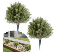 VEVOR Boule Cyprès Topiaire Artificiel Extérieur avec Piquet, 406 mm, Lot de 2, Fausses Plantes, Faux Arbustes Buissons pour Décoration Extérieur Intérieur, Porche, Patio, Jardin, Balcon, Arrière-cour