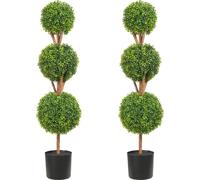 VEVOR Boule de buis Artificielle 122cm de haut Jardin Décoration Buis en pot de fleurs Boule de buis artificielle Plante artificielle en PE, bois, PP incl. 2 pcs. Lampes LED décoratives et 10 pcs. Feu