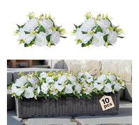 VEVOR Boules de Fleurs Artificielles, Lot de 10, 24 cm, Compositions de Roses Blanches Artificielles, Fausses Fleurs Décoratives pour Centres de Table, Mariages, Saint-Valentin, Décoration d'Intérieur