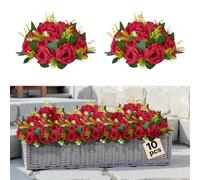 VEVOR Boules de Fleurs Artificielles, Lot de 10, 24 cm, Compositions de Roses Rouges Artificielles, Fausses Fleurs Décoratives pour Centres de Table, Mariages, Saint-Valentin, Décoration d'Intérieur
