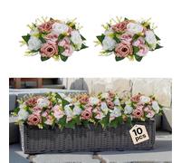 VEVOR Boules de Fleurs Artificielles Mariage 10 PCS 24 cm Roses en Rose et Blanc