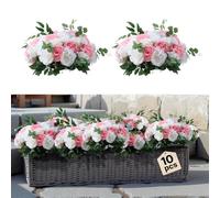 VEVOR Boules de Fleurs Artificielles, Lot de 10, Diamètre 45 cm, Compositions Roses Artificielles pour Centres de Table, Mariages, Fêtes, Saint-Valentin, Décoration d'Intérieur, Roses en Rose et Blanc