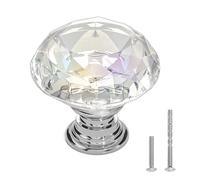 VEVOR Bouton de Meuble, Lot de 12, Poignée de Placard, 3 cm, Acrylique et Alliage de Zinc, Forme Diamant, avec Vis, Bouton pour Tiroirs, Portes, Commodes, Armoires, de Salle de Bain, Chambre à Coucher