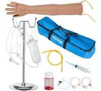 VEVOR Bras d'Entraînement pour Perfusion Intraveineuse, Adulte Peau Foncé en PVC Bras de Formation, Haute Simulation Bras de Pratique de Ponction Veineuse, Kit Complet Modèle Prise de Sang Labo École