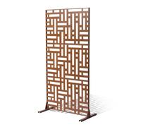 VEVOR Brise-Vue en Métal, 120x193 cm, Panneau Intimité Autoportant avec Support, Écran de Confidentialité Décoratif, Paravent Séparateur Extérieur pour Patio, Balcon, Salle Intérieure, Jardin, Marron