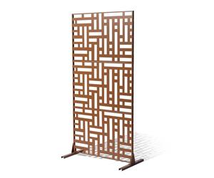 VEVOR Brise-Vue en Métal, 120x193 cm, Panneau Intimité Autoportant avec Support, Écran de Confidentialité Décoratif, Paravent Séparateur Extérieur pour Patio, Balcon, Salle Intérieure, Jardin, Marron