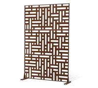 VEVOR Brise-Vue en Métal, 91x183 cm, Panneau Intimité Autoportant avec Support, Écran de Confidentialité Décoratif, Paravent Séparateur Extérieur pour Patio, Balcon, Salle Intérieure, Jardin, Marron