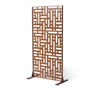 VEVOR Brise-Vue en Métal, 120x193 cm, Panneau Intimité Autoportant avec Support, Écran de Confidentialité Décoratif, Paravent Séparateur Extérieur pour Patio, Balcon, Salle Intérieure, Jardin, Marron