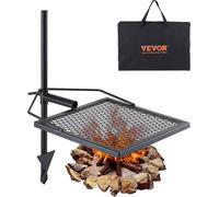 VEVOR Grille de Feu de Camp Pivotante avec Poteau 71 cm Grille de Camping 1 Filet en Diamant 40,5x40,5 cm Grille de Cuisson en Acier Hauteur Réglable