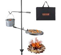 VEVOR Grille de Feu de Camp Pivotante avec Poteau 122,5 cm Grille de Camping 2 Couches 1 Filet en Diamant 36x36 cm 1 Crochet Grille de Cuisson en