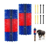 VEVOR Brosse à Gratter Bétail 2 Pièces, Grattoir pour Vaches, Chèvres, Chevaux, Bovins, Cochons, Toilettage et Soulager Démangeaisons Dos, 43x19 cm, Installation sur Poteaux, avec 8 Vis, Bleu et Rouge