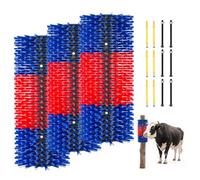 VEVOR Brosse à Gratter Bétail 3 Pièces, Grattoir pour Vaches, Chèvres, Chevaux, Bovins, Cochons, Toilettage et Soulager Démangeaison Dos, 43x19 cm, Installation sur Poteaux, avec 12 Vis, Bleu et Rouge