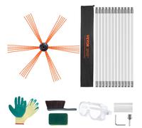 VEVOR Brosse pour tuyaux de poêle 12 m Brosses de cheminée incl. 12 tiges Brosse de cheminée Balai de cheminée Nylon Balai de cheminée Balayeur de tuyaux de poêle Nettoyeur de suie Brosse pour tuyaux