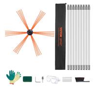 VEVOR Brosse pour tuyaux de poêle 9 m Brosses de cheminée incl. 9 tiges Brosse de cheminée Balai de cheminée Nylon Balai de cheminée Balayeur de tuyaux de poêle Nettoyeur de suie Brosse pour tuyaux de