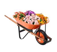 VEVOR Brouette à 1 Roue, Capacité de Charge 120 kg, Chariot de Jardin avec Poignée en Métal Roue Large 40 cm, Chariot Utilitaire à Chargement Facile pour Ferme, Pelouse, Extérieur, Jardinage, Entrepôt